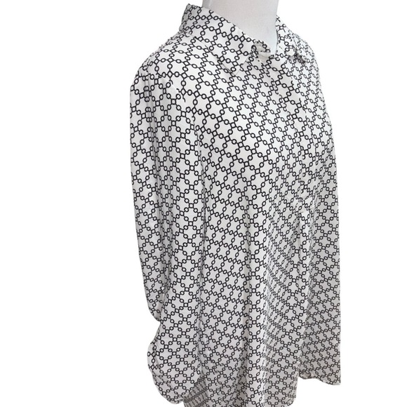 Pleione Women's L Large Blouse Top Roll Top Sleeve Chain Link Pattern - Picture 5 of 6